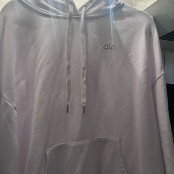 ALO Yoga Tops - ALO Yoga white Hoodie with Embroidered Logo